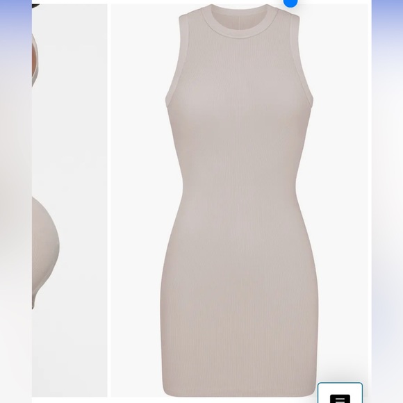 SKIMS Stretch Cotton Rib Tank Dress - STONE - size Large - Picture 14 of 14